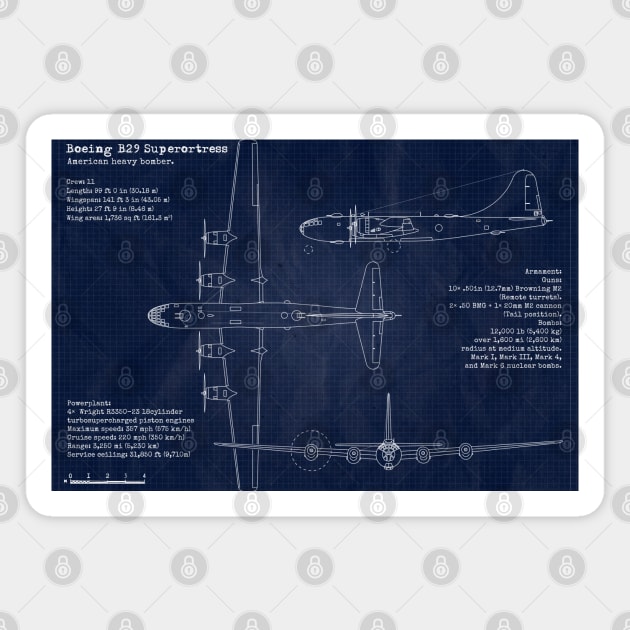 B29 Superfortress Blueprint Magnet by Aircraft.Lover